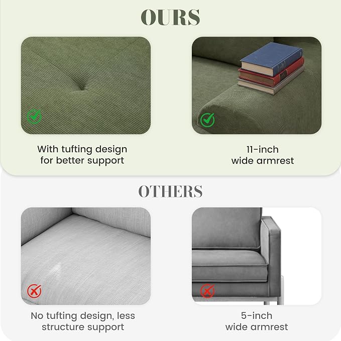 GRUSIGN 108'' Modular Sectional Boneless Sofa, Tufted Sectional Couches - Image 6