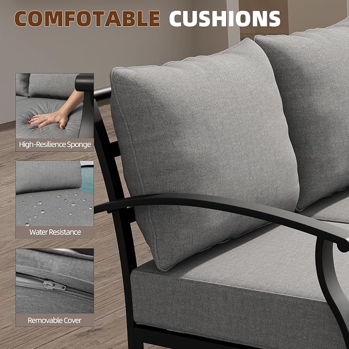 ALAULM 4 Piece Patio Furniture Set, Outdoor Metal Patio Furniture - Image 4
