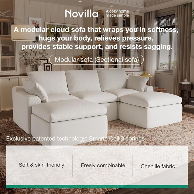 Novilla 104.3" Modular Cloud Couch, Modern Sectional Sofa - Image 3