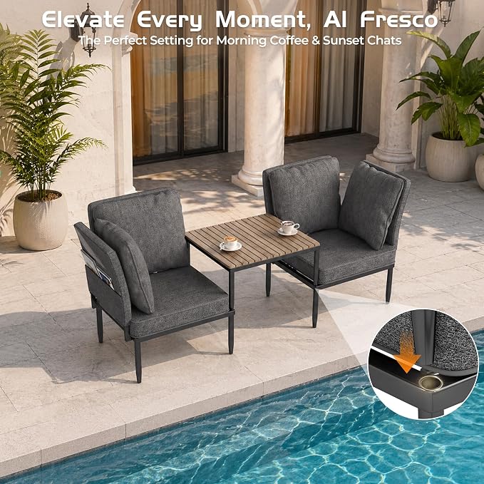 5 in 1 Modular Patio Furniture Set, 3 Piece Aluminum Convertible Outdoor - Image 3