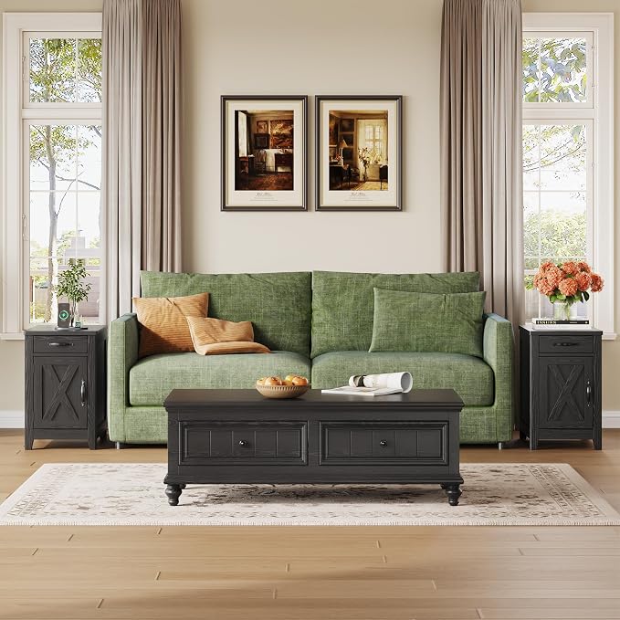 IRONCK End Table with Charging Station, Narrow Side Table - Image 9