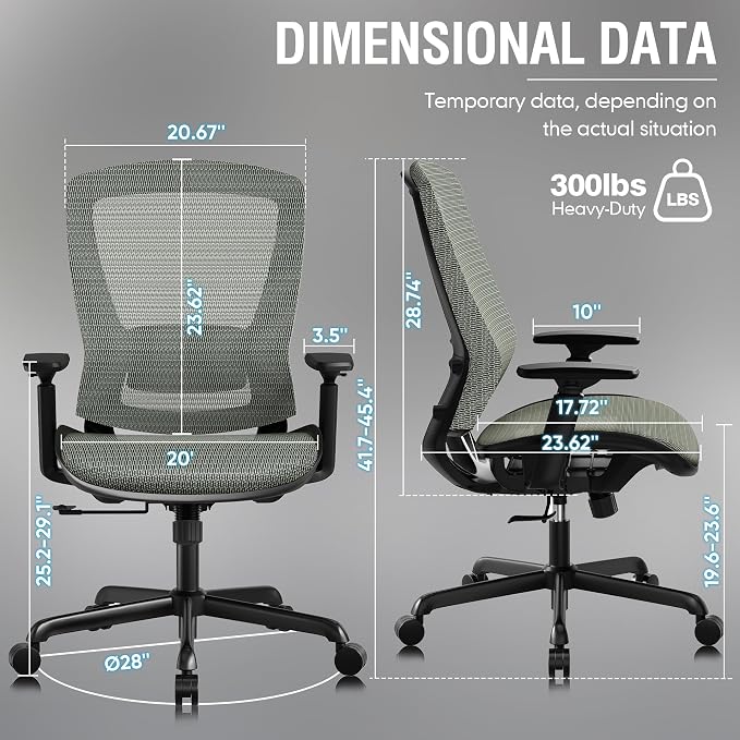 ELABEST Mesh Office Chair, Ergonomic Computer Desk Chair, Sturdy Task Chair- - Image 3