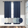 Navy Curtains 38 Inch Width for Kitchen Door 2 Panel Back Tab Pocket Semi Sheer by Pitalk