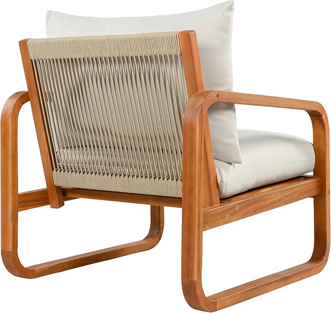 Merax Outdoor 4-Piece Acacia Wood Conversation Set - Image 8
