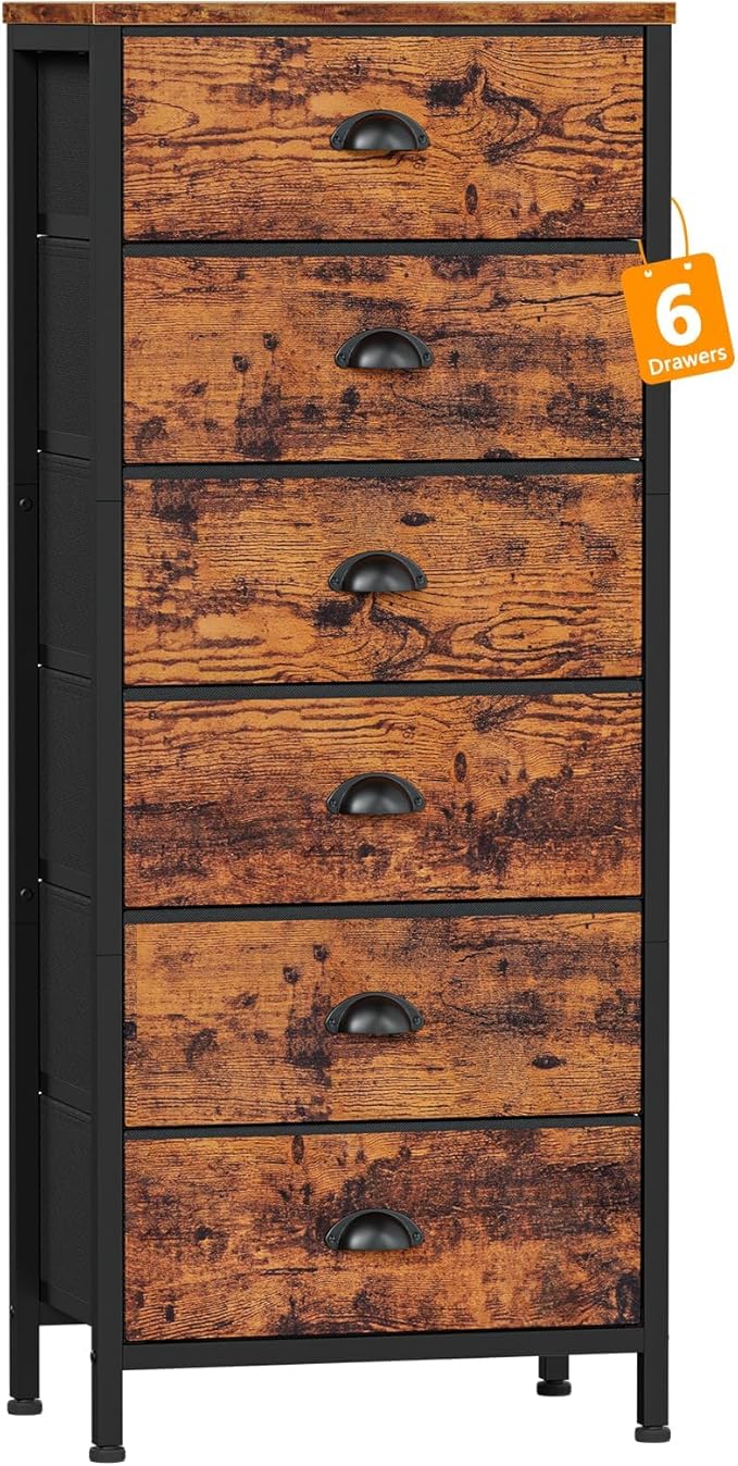 Furnulem Tall Dresser with 6 Drawers, Vertical End Table and Nightstand by Furnulem