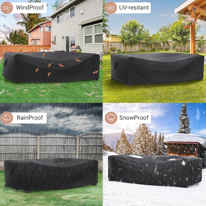 Patio Furniture Set Cover Waterproof, Mrrihand Outdoor Sectional Sofa Set Cover - Image 5