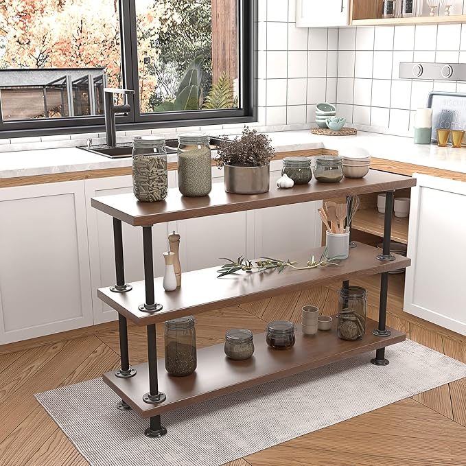 MUZIK 3-Tier Industrial Pipe Table Leg Set, Iron Base Legs Rustic Iron Pipe - Image 2