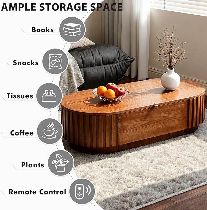 Flip Top Oval Coffee Table - Image 4