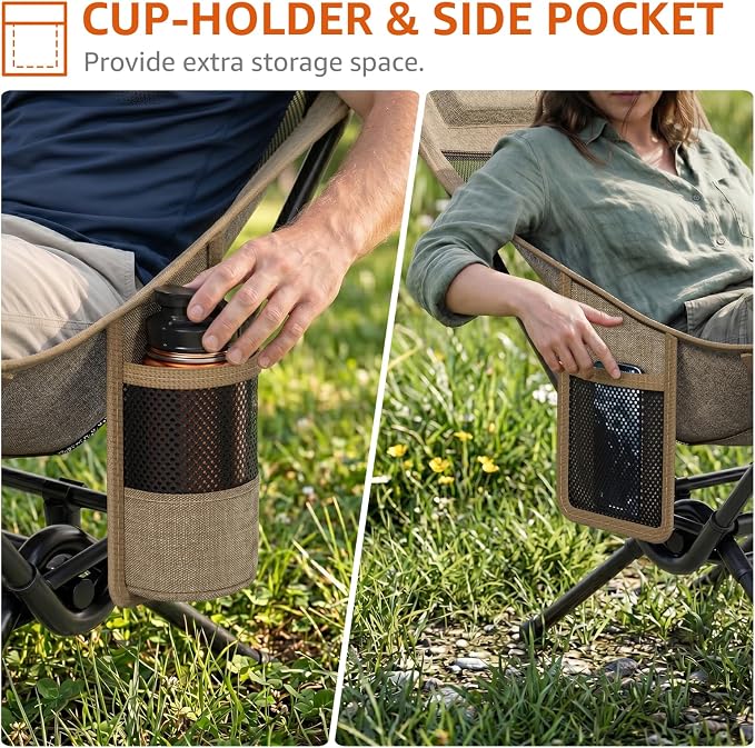 Armless Rocking Camping Chair for Adults, Portable Folding Outdoor Rocker - Image 6