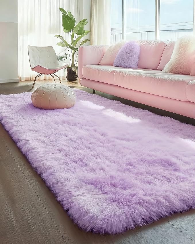 PAGISOFE Fluffy Purple Rug 2' x 6' Shaggy Runner Rugs - Image 3