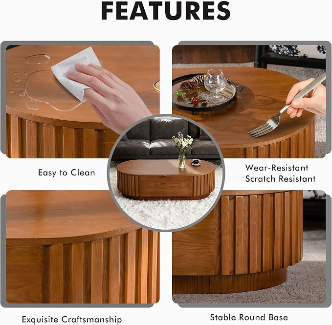 Flip Top Oval Coffee Table - Image 5