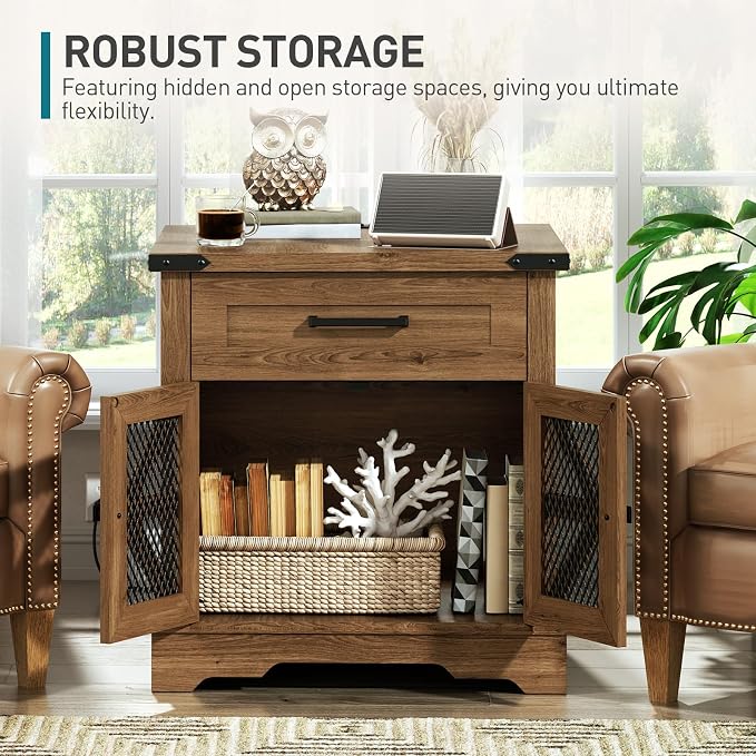 RALGEND Walnut Farmhouse End Table - Image 6