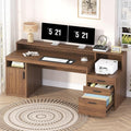 YOMILUVE Computer Desk with 3 Drawers & Storage Shelves, 65 Inch Home Office by YomiluveDesign