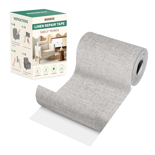 Besezx Linen Fabric Repair Tape, 3x79 Inch Self Adhesive Repair Patches by Besezx