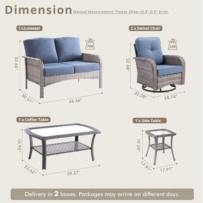 Weaxty Wicker Patio Furniture Set - Image 2
