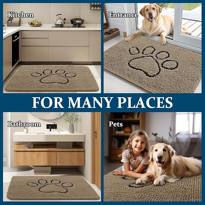 OLANLY Dog Door Mat for Muddy Paws 24x16, Paw Print Design, Absorbs Moisture - Image 8