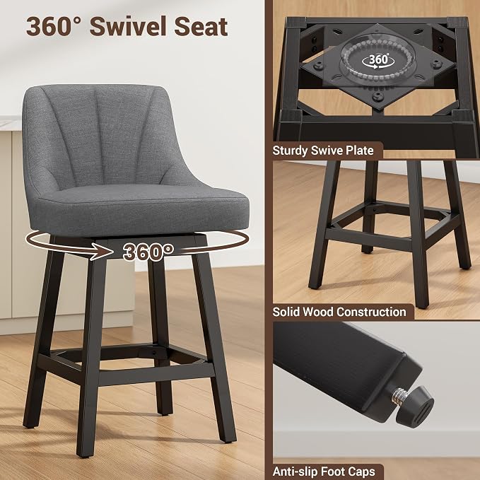 YaFiti Swivel Bar Stool 1 Pcs, 26 Inch Counter Height Bar Stools - Image 4