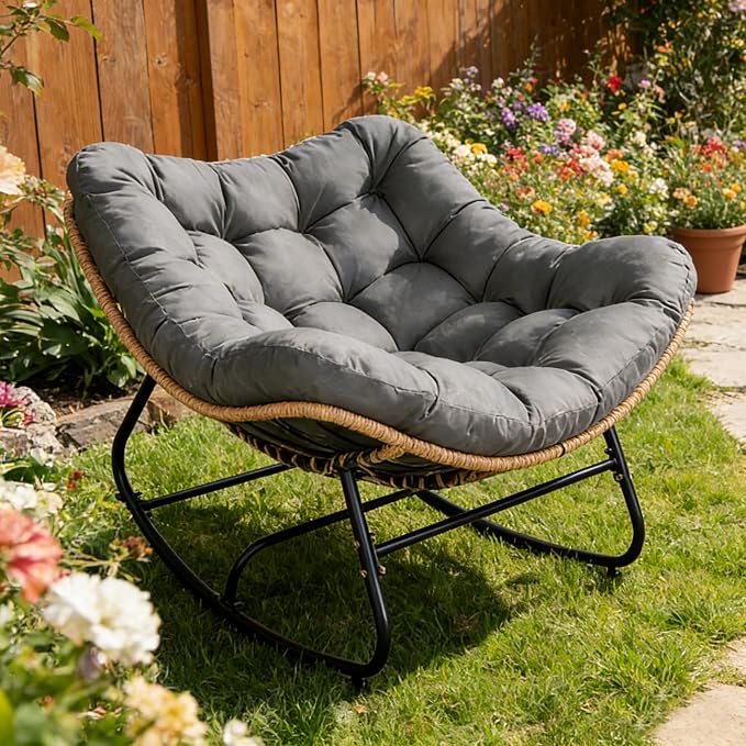 SUNCROWN Oversized Wicker Rocking Chair Indoor Outdoor, 450 LBS Heavy Duty - Image 4