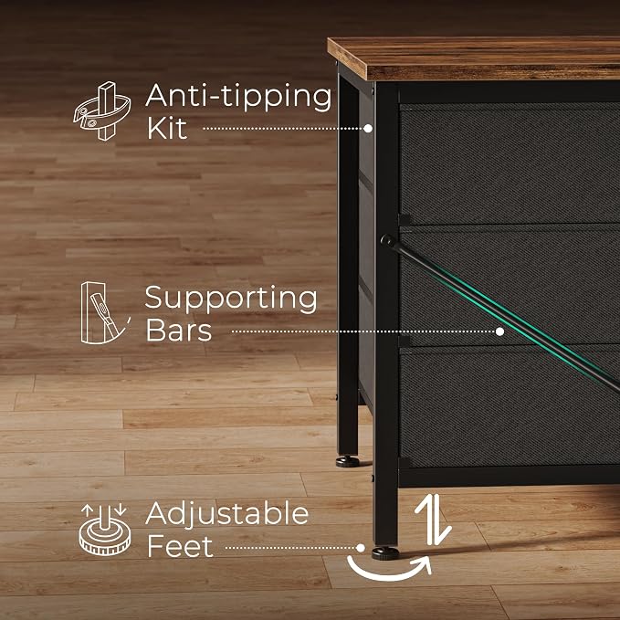 Huuger 9 Drawer Dresser, 47 Inch Dresser TV Stand - Image 7