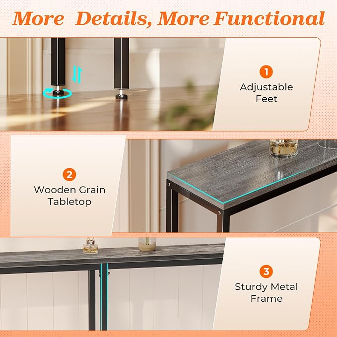 SUPERJARE 102.4 Inch Sofa Table - Image 9