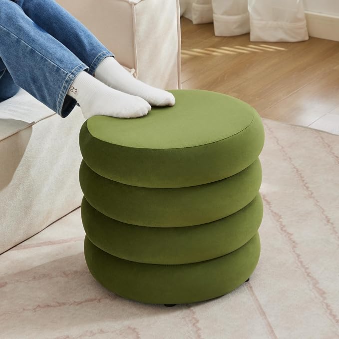 Flouki 19.5" Storage Ottoman Round, Vanity Stools - Image 4