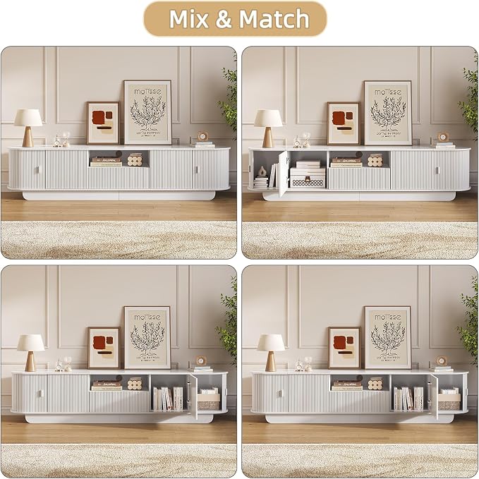 86.61'' Tambour TV Stand for 55-85 Inch, Modern Entertainment Center - Image 7
