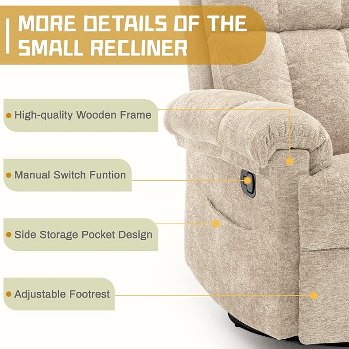 Korser Recliner Chair, Small Rocker Recliner Chair - Image 6