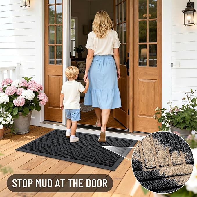OLANLY Front Door Mat Outside Entrance 59x23, Heavy Duty Sturdy Natural Rubber - Image 6