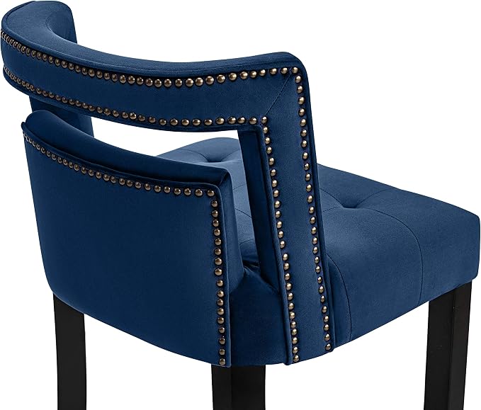 Tov Furniture Hart Tufted Seat Upholstered Velvet Bar Stool - Image 6