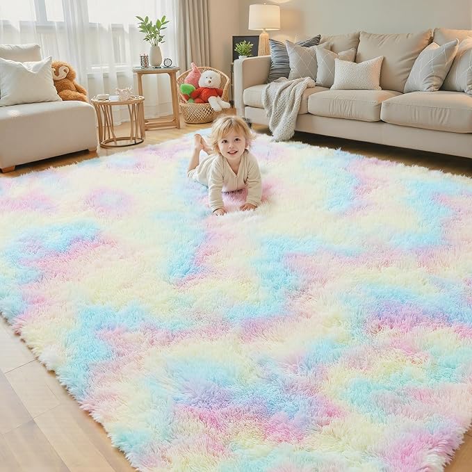 8x10 Area Rugs for Bedroom Living Room Fluffy, Large Area Rug Shag Shaggy by Junhejiamei