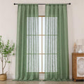 Chyhomenyc Extra Long Sage Green Semi Sheer Curtains 108 Inches Long 2 Panels by Chyhomenyc