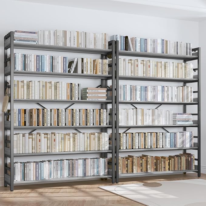 HCHQHS Bookshelf, Adjustable Industrial Bookcase, Vertical Tall Book Shelf - Image 2