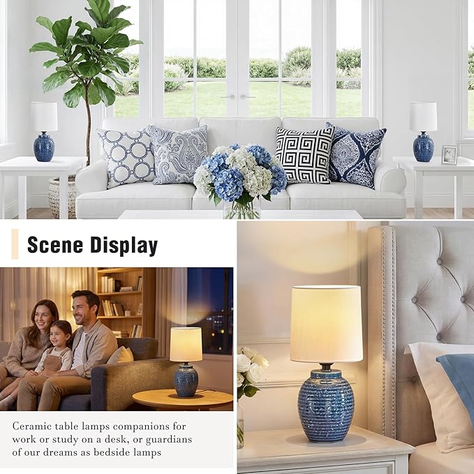 EJIAXIN Small Bedside Lamps -13.75" Farmhouse Table Lamps - Image 3