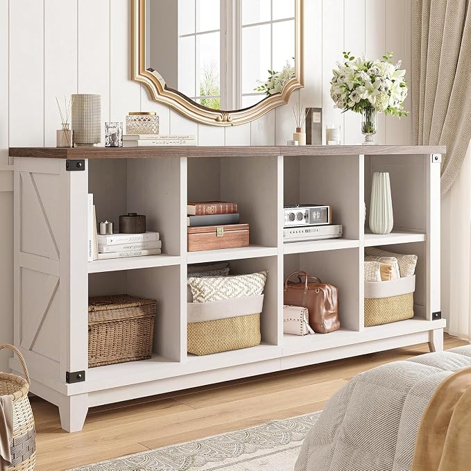 EnHomee 8-Cube Storage Organizer, Farmhouse Bookshelf, Display Shelf - Image 7