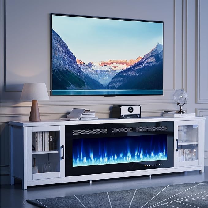 MXV 80" Fireplace TV Stand, Modern Entertainment Center - Image 2