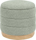 Round Storage Ottoman with Reversible Tray Lid, Folding Chenille Fabric by ZOLANOful