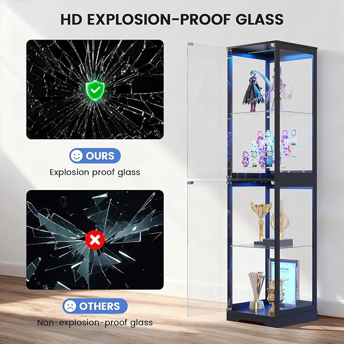 Glass Display Cabinet with Doors, Bookcase - Image 7