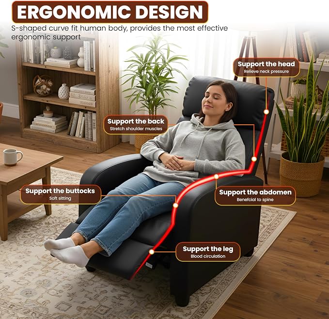 FDW Recliner Chair for Living Room Home Theater Seating Single Reclining Sofa - Image 7