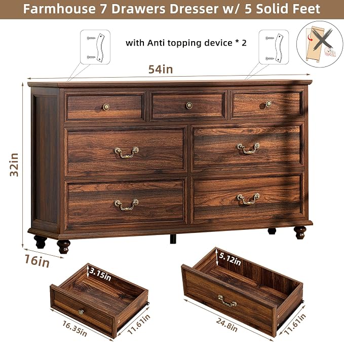 Joaxswe Farmhouse 54" 7 Drawers Dresser - Image 2