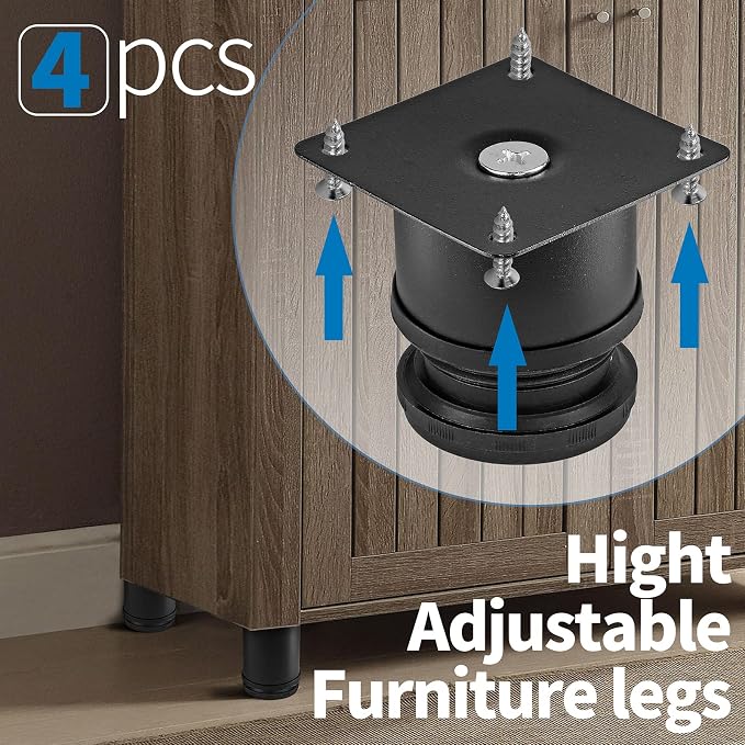 2 Inch Metal Furniture Legs Stainless Steel Adjustable Legs Black Metal Legs - Image 5