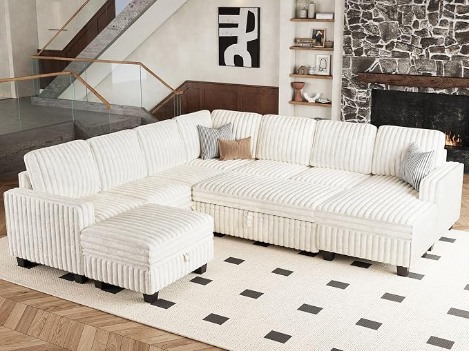 Belffin Corduroy Corner Seat for Modular Sofa Sectional Couches for Living Room - Image 3