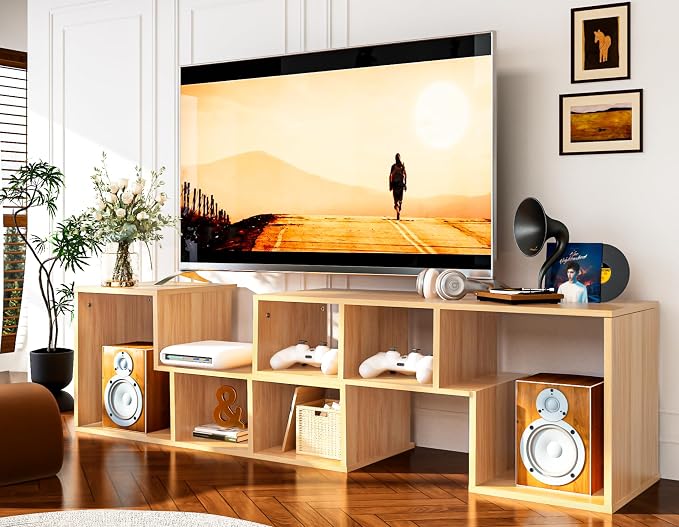 Recaceik Cube Bookshelf 2 Shelf Bookcase L-Shaped TV Console Stand Modern by Recaceik