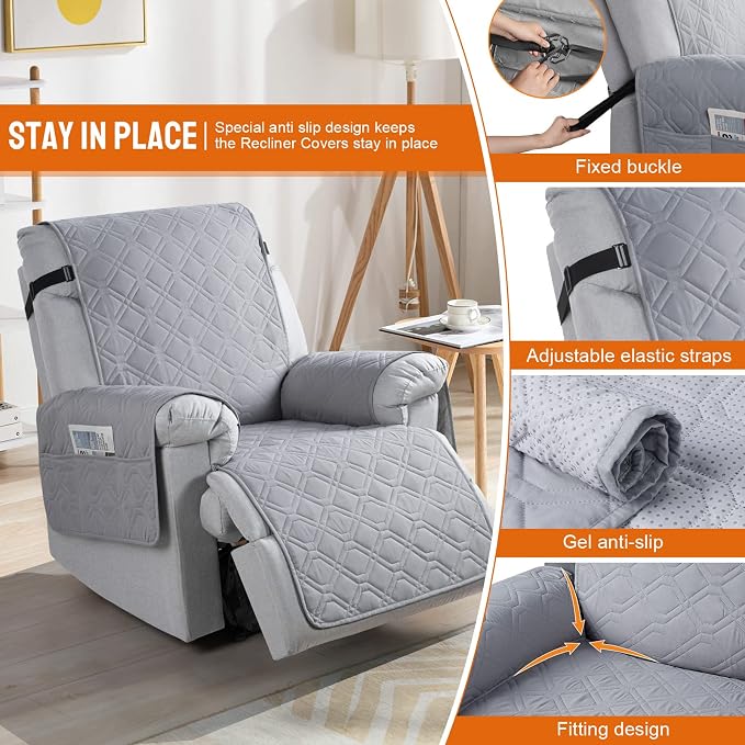VANSOFY 100% Waterproof Recliner Chair Covers, Recliner Cover Non-Slip Dog - Image 4