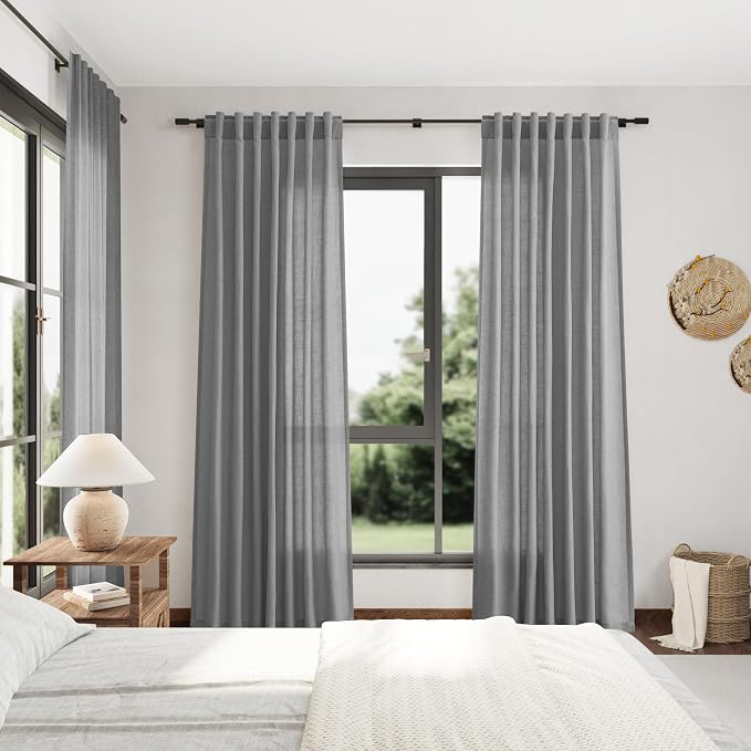 Dark Grey Linen Curtains 96 Inches Long - Image 7