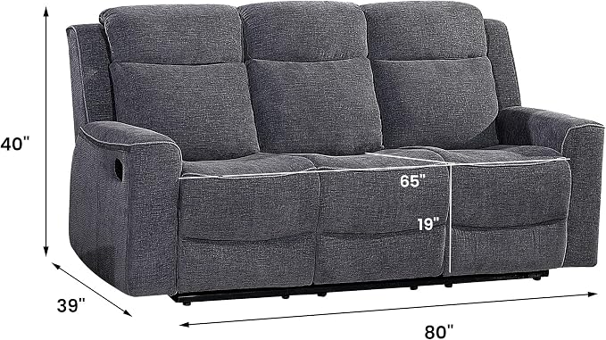Betsy Furniture Soft Microfiber Manual Reclining Sofa w/Dropdown Table - Image 2