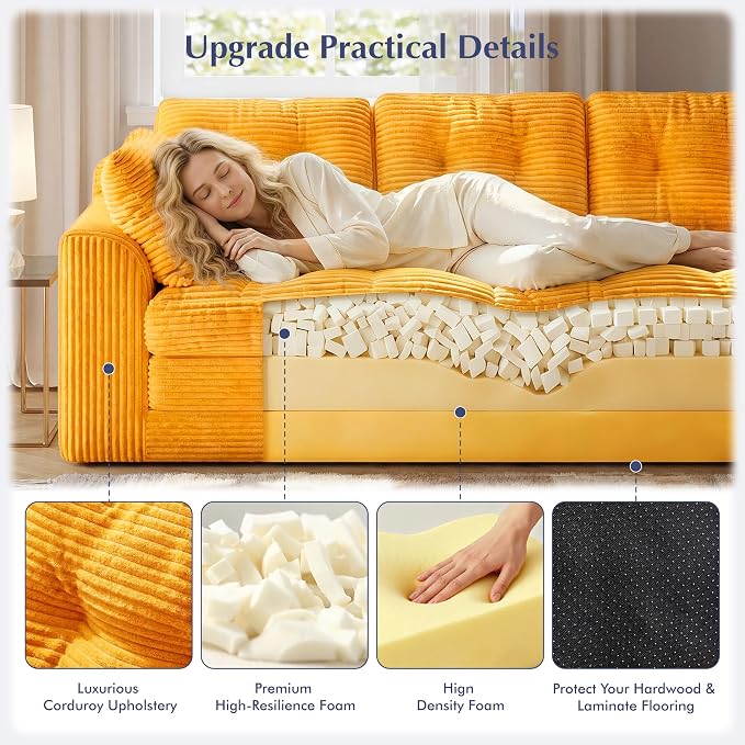 Homkdom 3 Seater Convertible Folding Sofa Bed, Pull Out Sleeper Sofa - Image 7