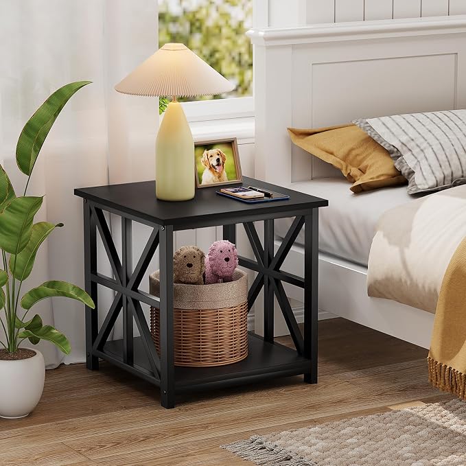 GreenForest End Table with 2-Tier Storage Shelf, 19.7 inch Side Table - Image 7