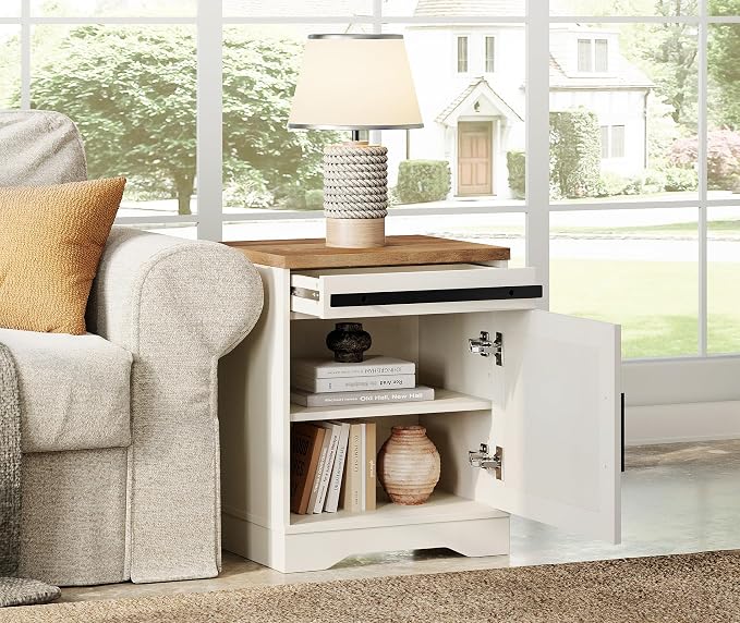 WAMPAT 24.3" H End Table for Living Room, Rustic Nightstand - Image 3