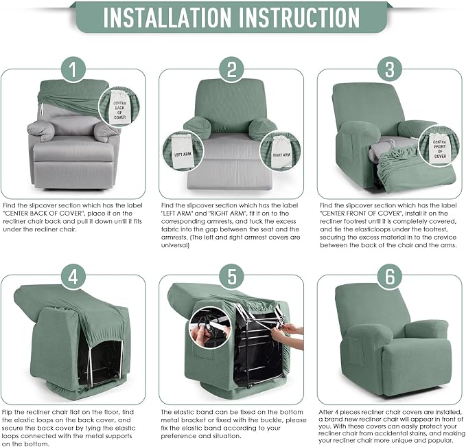 TAOCOCO Oversized Recliner Chair Covers, 1 Seater Streach Recliner Covers Soft - Image 6