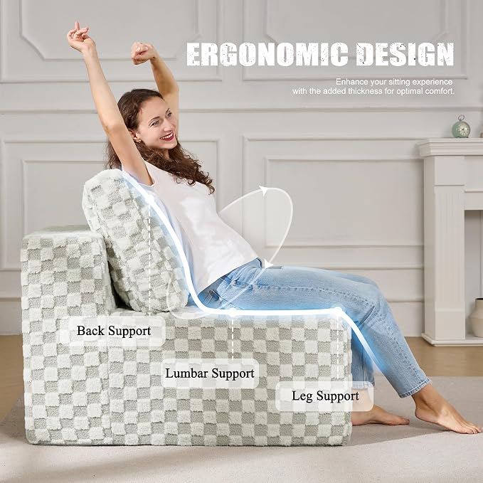 Single Sofa 1 Seat Couch with Deep Seat Memory Foam Cloud Chair with Pillows - Image 4